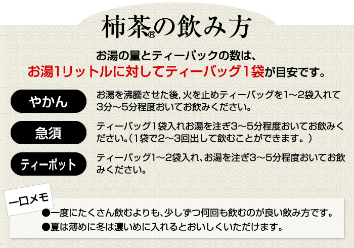 お湯の量とティーパックの数は、お湯1リットルに対してティーバック1袋が目安です。